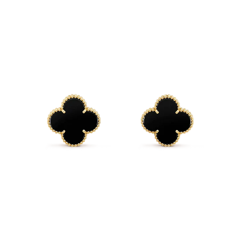 Imperial CLOVER MEDIUM 1 MOTIFS ONYX STUD EARRINGS