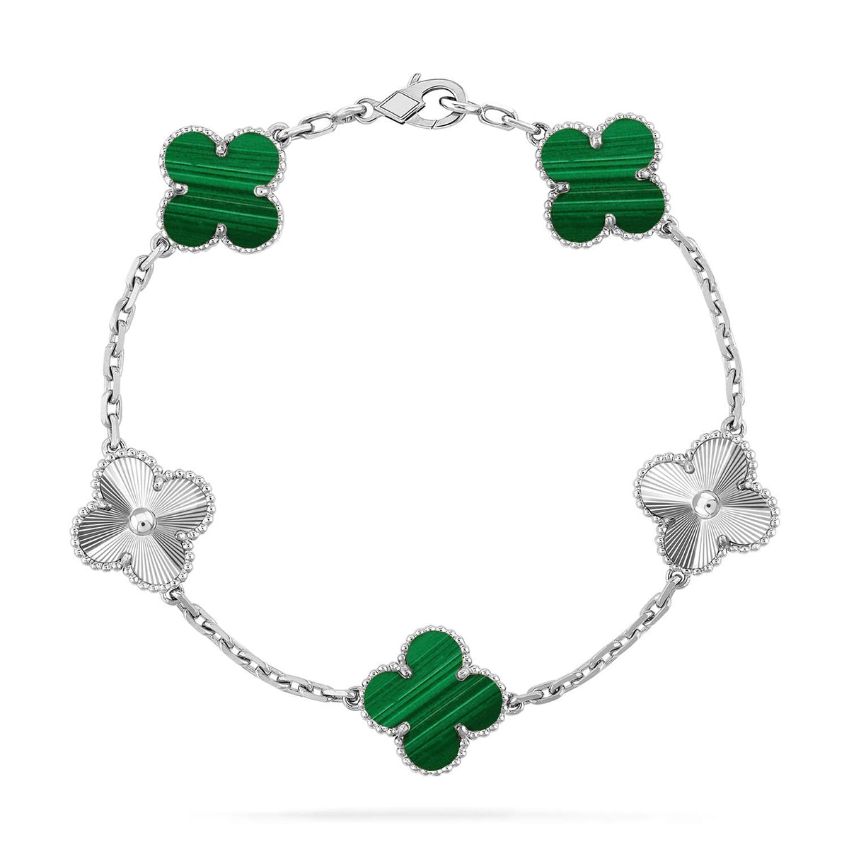 [Imperial]Nueva COLECCIÓN DE BRAZALETE TREBOL 5 MOTIVOS MALACHITA