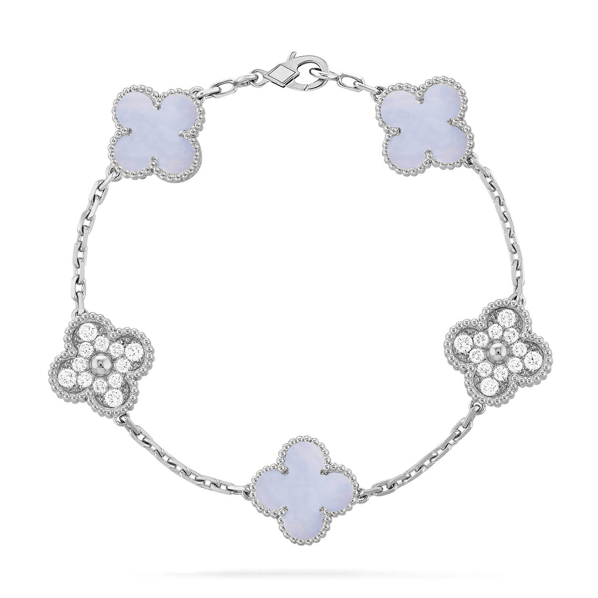 [Imperial]Nueva COLECCIÓN DE BRAZALETE TREBOL 5 MOTIVOS CALCEDONIA MORADA