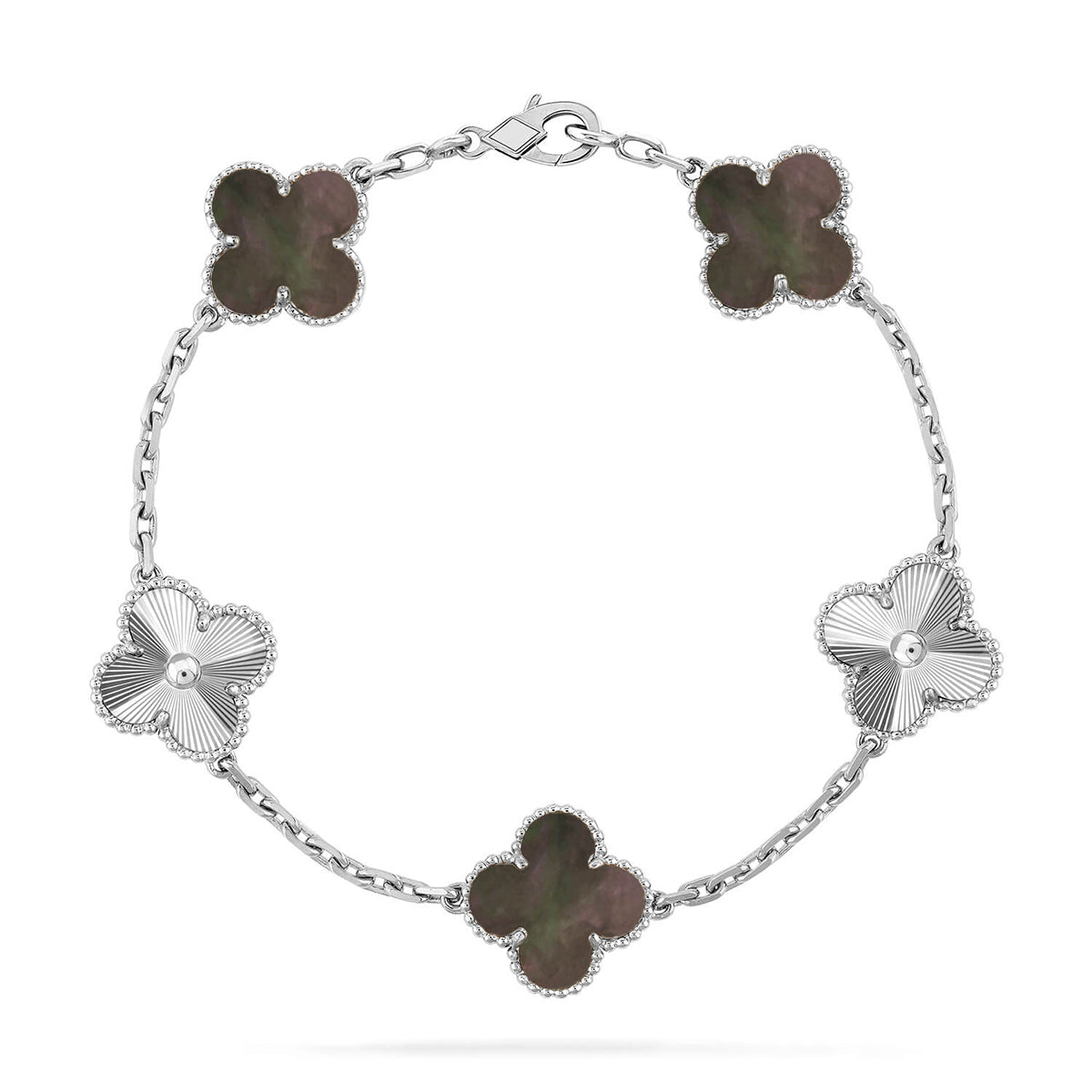 [Imperial]Nueva COLECCIÓN DE BRAZALETE TREBOL 5 MOTIVOS MADRE PERLA GRIS