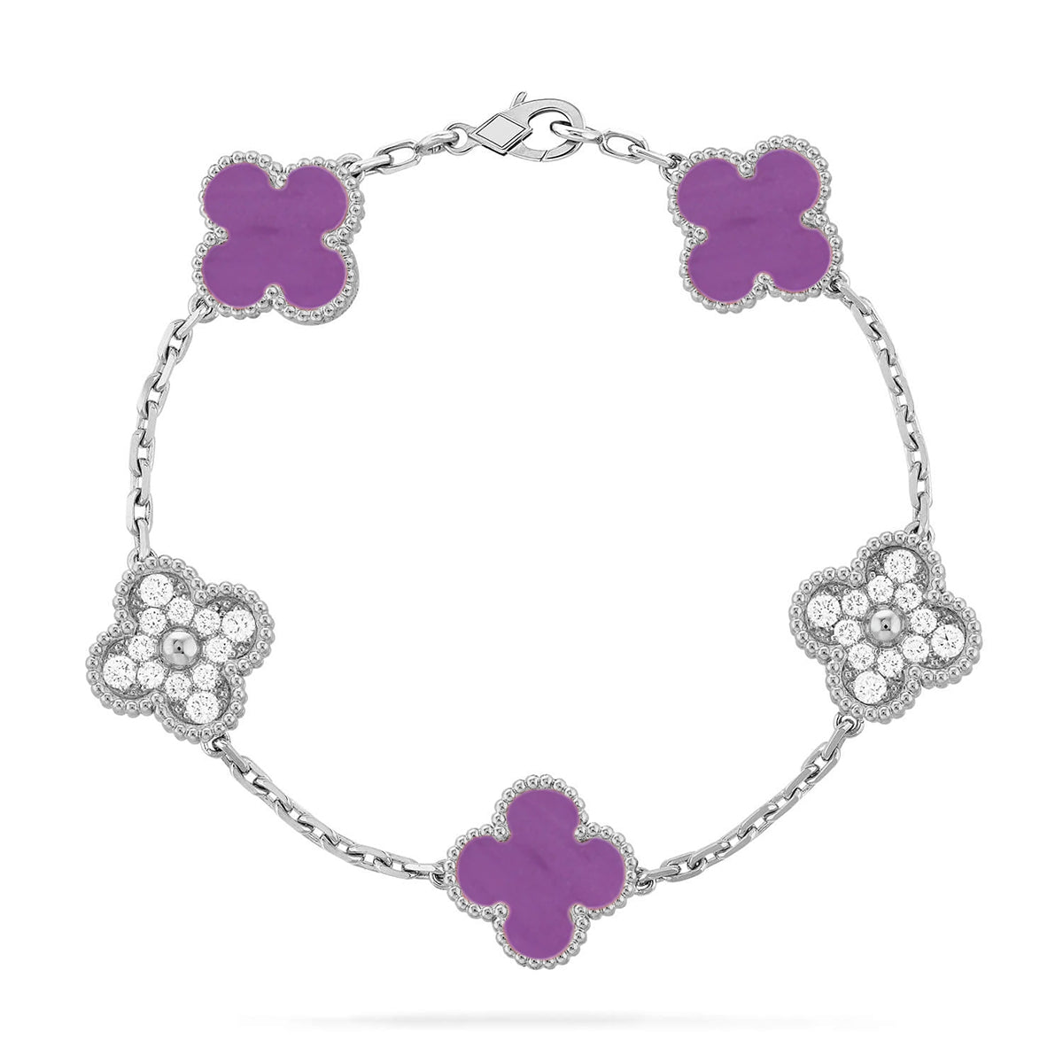 [Imperial]Nueva COLECCIÓN DE BRAZALETE TREBOL 5 MOTIVOS VIOLETA