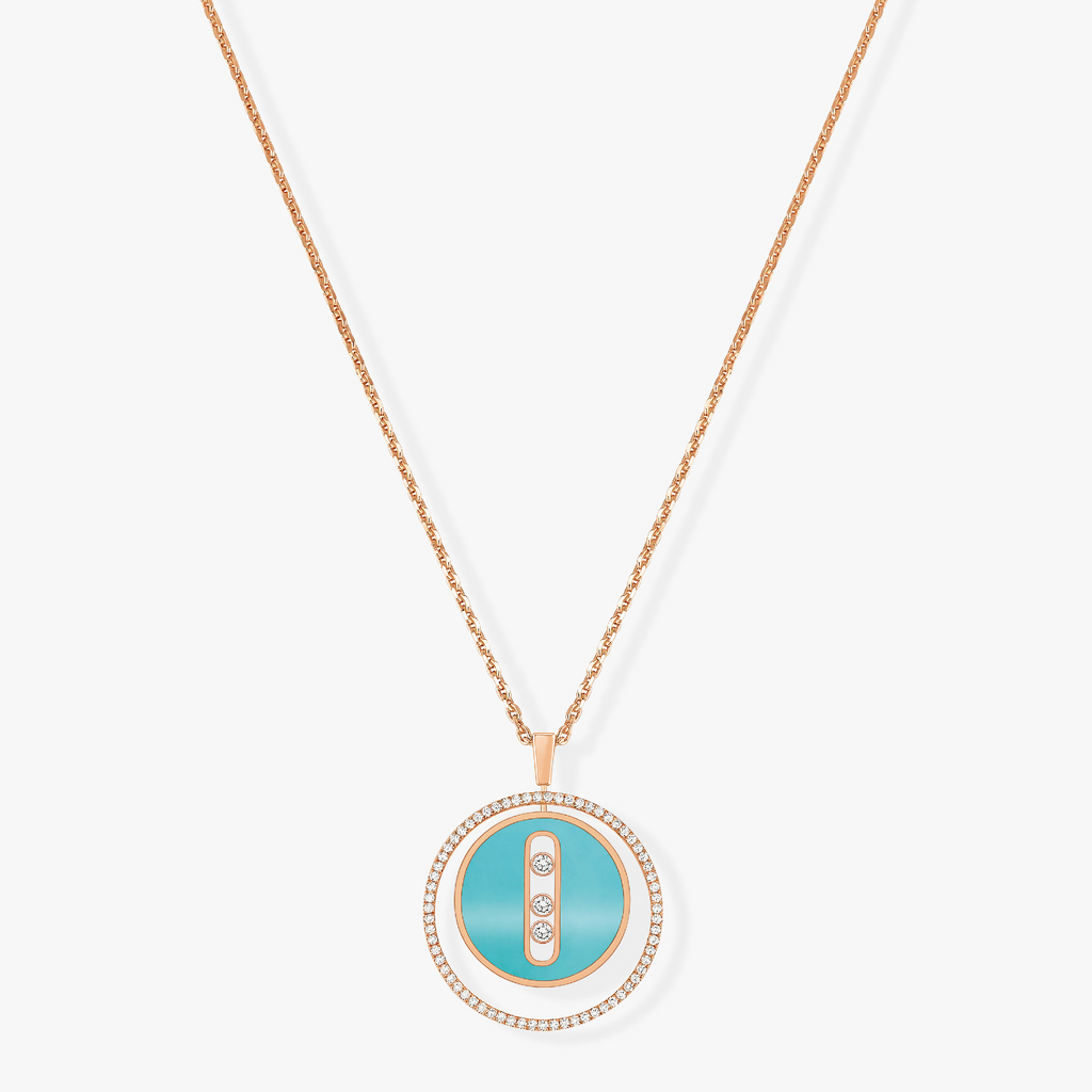 [Imperial] MOVE 3 DIAMONDS TURQUOISE PINK GOLD DIAMOND NECKLACE