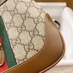 JACKIE 1961 KLEINE 28 SCHULTERTASCHE AUS BEIGEM CANVAS UND BRAUNEN KALBSLEDER