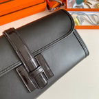 JIGE ELAN 29 CLUTCH IN BLACK CALFSKIN WITH LIZARD SKIN (MADE-TO-ODER)