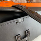 JIGE ELAN 29 CLUTCH IN BLACK CALFSKIN WITH LIZARD SKIN (MADE-TO-ODER)