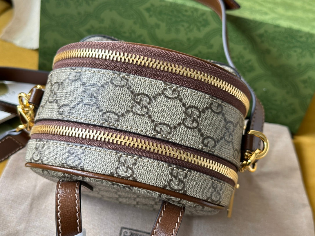 GG Multifunktions-Mini-Rucksack 19 in Beige und Braun (Canvas)