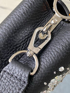 ONTHEGO 2025 NEW CLASSIC BLACK MINI HANDBAG WITH RHINESTONE EMBELLISHING