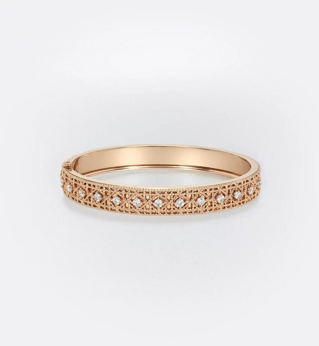 [Imperial] 2026 JUEGO DE BRAZALETE CON PATRÓN TEJIDO CON INCRUSTACIÓN COMPLETA DE DIAMANTE TRES COLORES