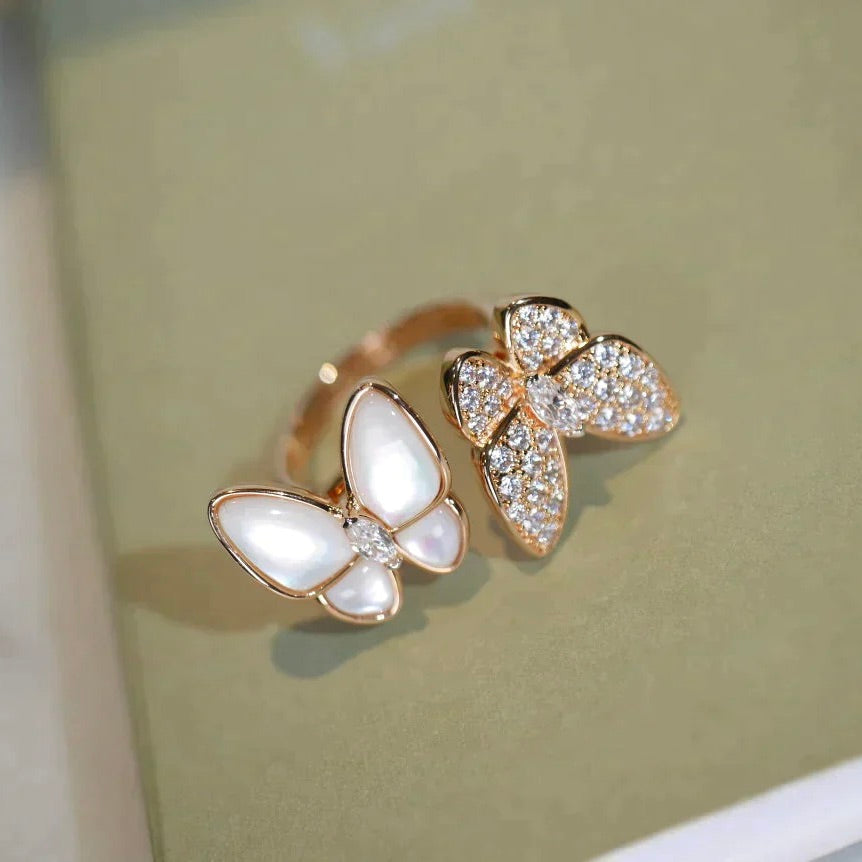 ¡®Imperial¡¯TWIN BUTTERFLY DIAMOND MOP RING