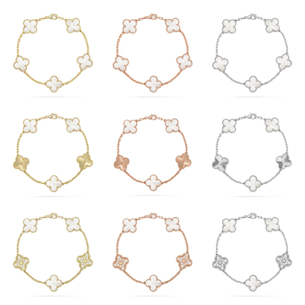 [Imperial]New CLOVER WHITE PEARL MOP 5 MOTIF BRACELET COLLECTION