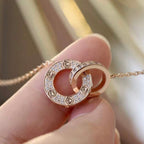 ¡®Imperial¡¯LOVE 7.6MM NECKLACE ROSE GOLD AND SILVER  FULL DIAMOND