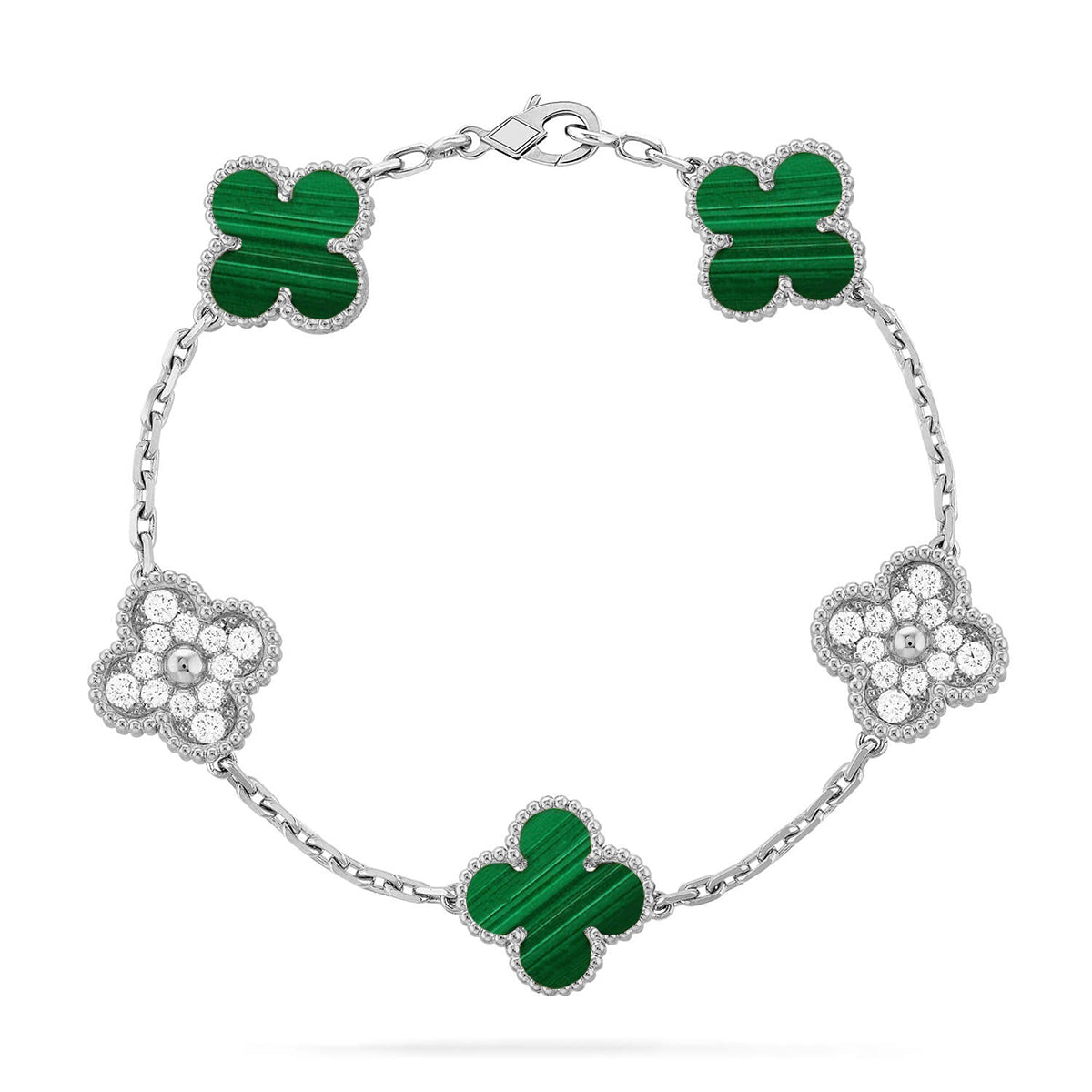 [Imperial]Nueva COLECCIÓN DE BRAZALETE TREBOL 5 MOTIVOS MALACHITA