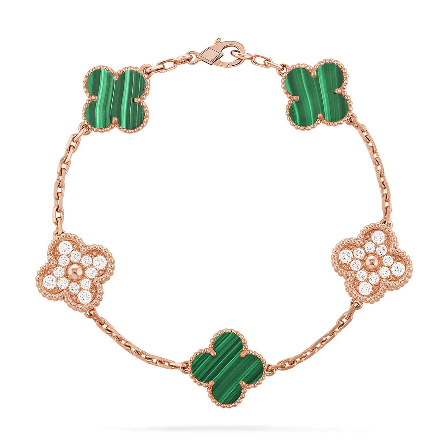 [Imperial]Nueva COLECCIÓN DE BRAZALETE TREBOL 5 MOTIVOS MALACHITA