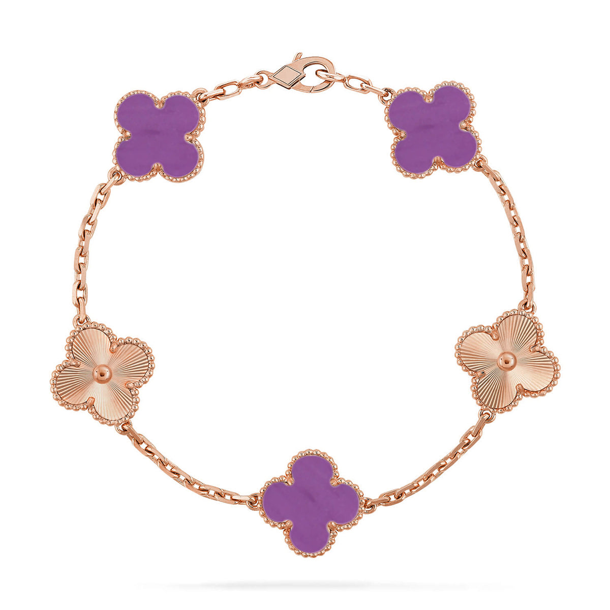 [Imperial]Nueva COLECCIÓN DE BRAZALETE TREBOL 5 MOTIVOS VIOLETA