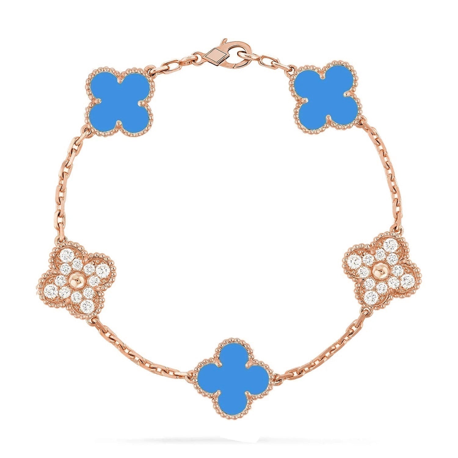 [Imperial]Nueva COLECCIÓN DE BRAZALETE TREBOL 5 MOTIVOS AGATA AZUL