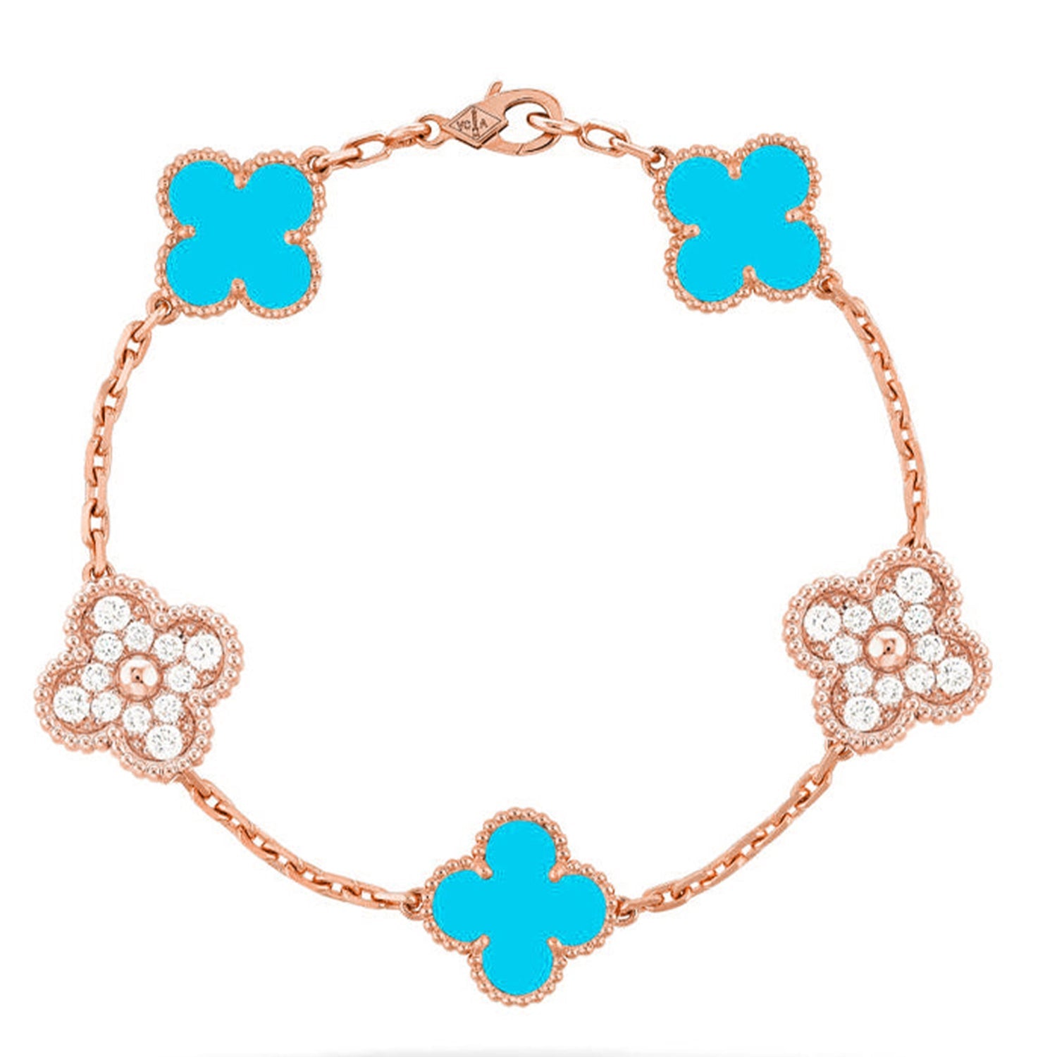[Imperial]Nueva COLECCIÓN DE BRAZALETE TREBOL 5 MOTIVOS TURQUESA