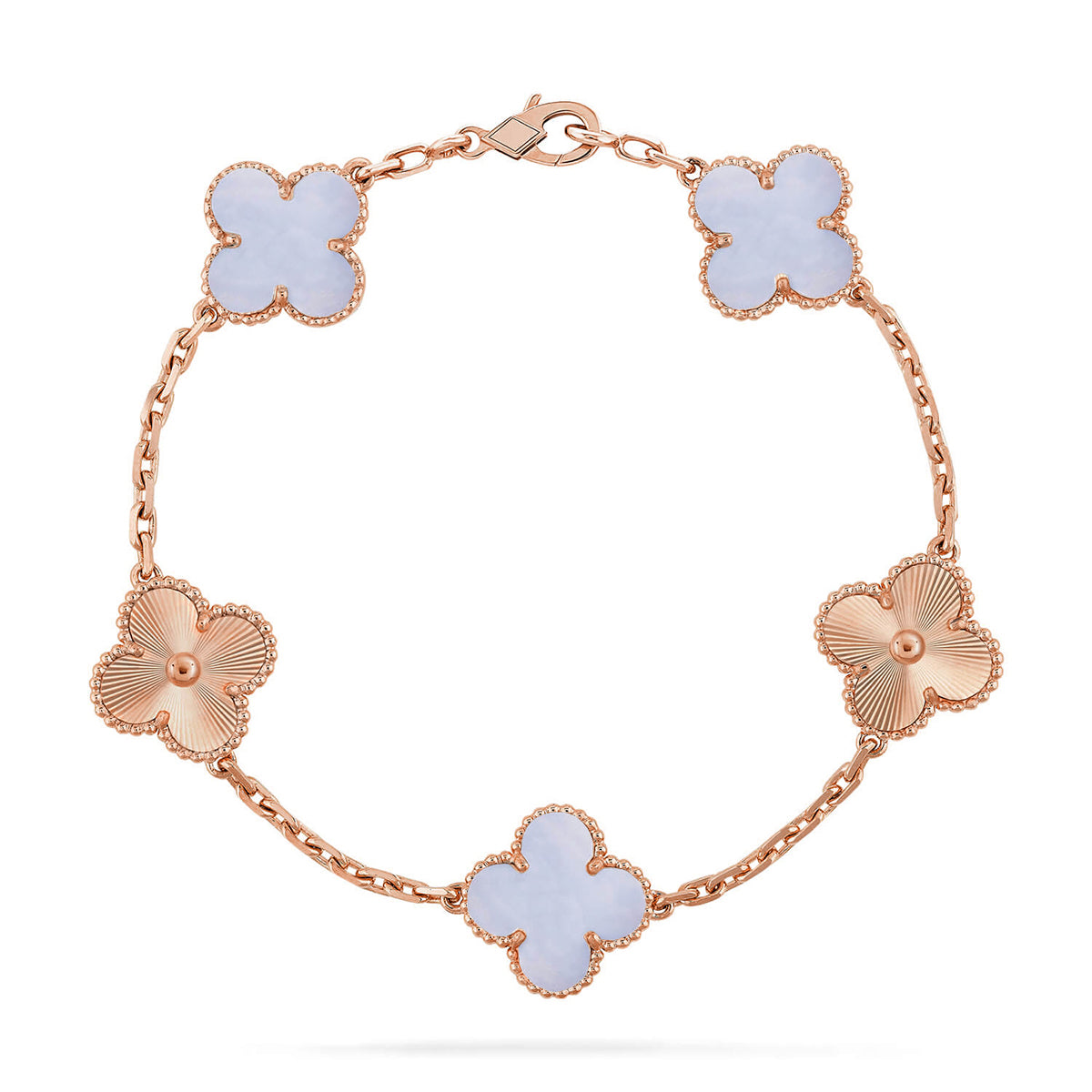 [Imperial]Nueva COLECCIÓN DE BRAZALETE TREBOL 5 MOTIVOS CALCEDONIA MORADA