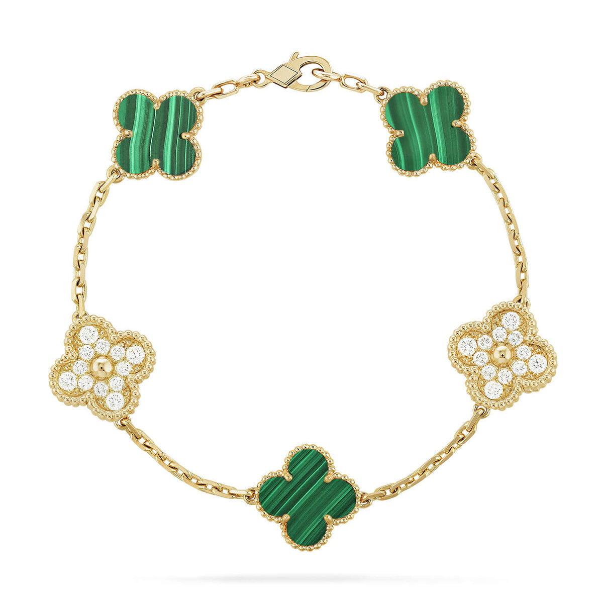 [Imperial]Nueva COLECCIÓN DE BRAZALETE TREBOL 5 MOTIVOS MALACHITA