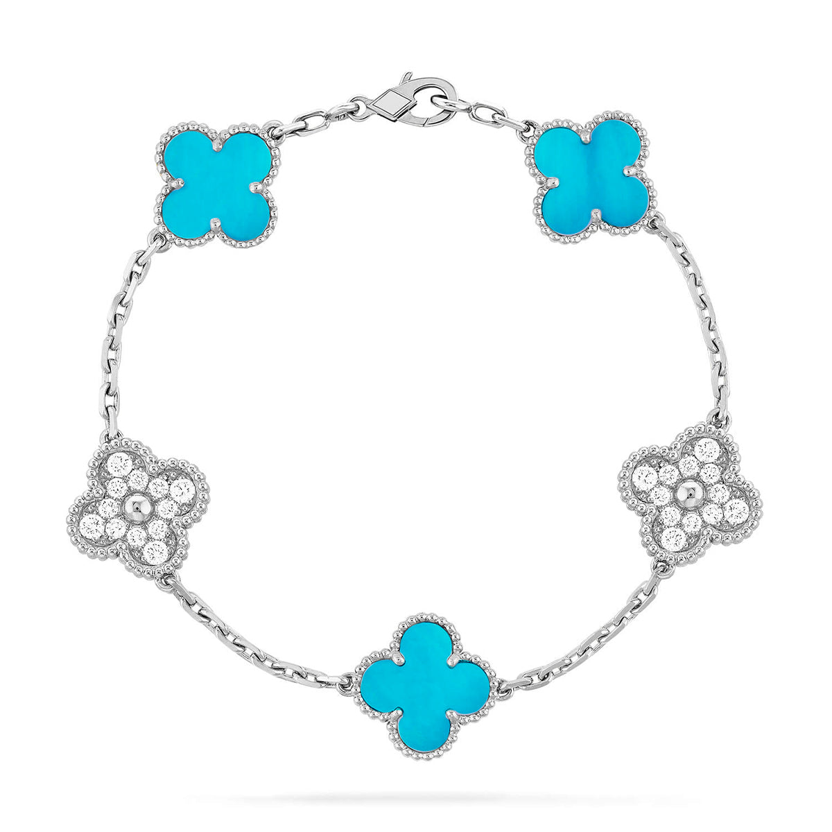 [Imperial]Nueva COLECCIÓN DE BRAZALETE TREBOL 5 MOTIVOS TURQUESA