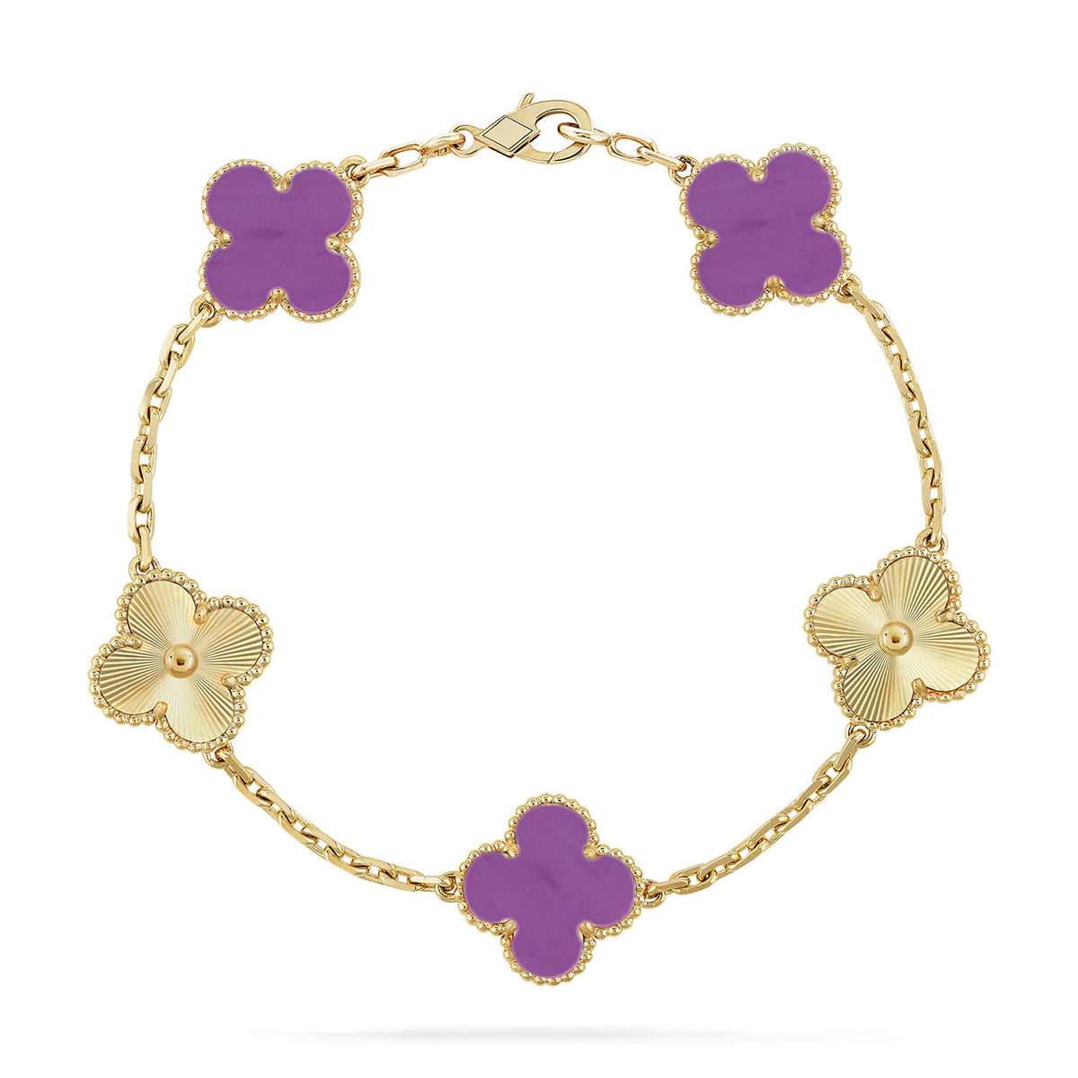 [Imperial]Nueva COLECCIÓN DE BRAZALETE TREBOL 5 MOTIVOS VIOLETA