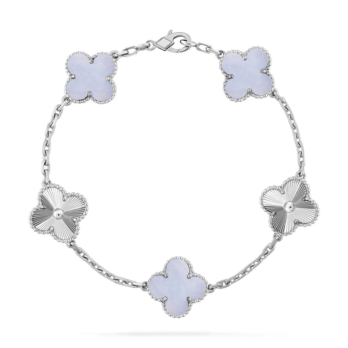 [Imperial]Nueva COLECCIÓN DE BRAZALETE TREBOL 5 MOTIVOS CALCEDONIA MORADA