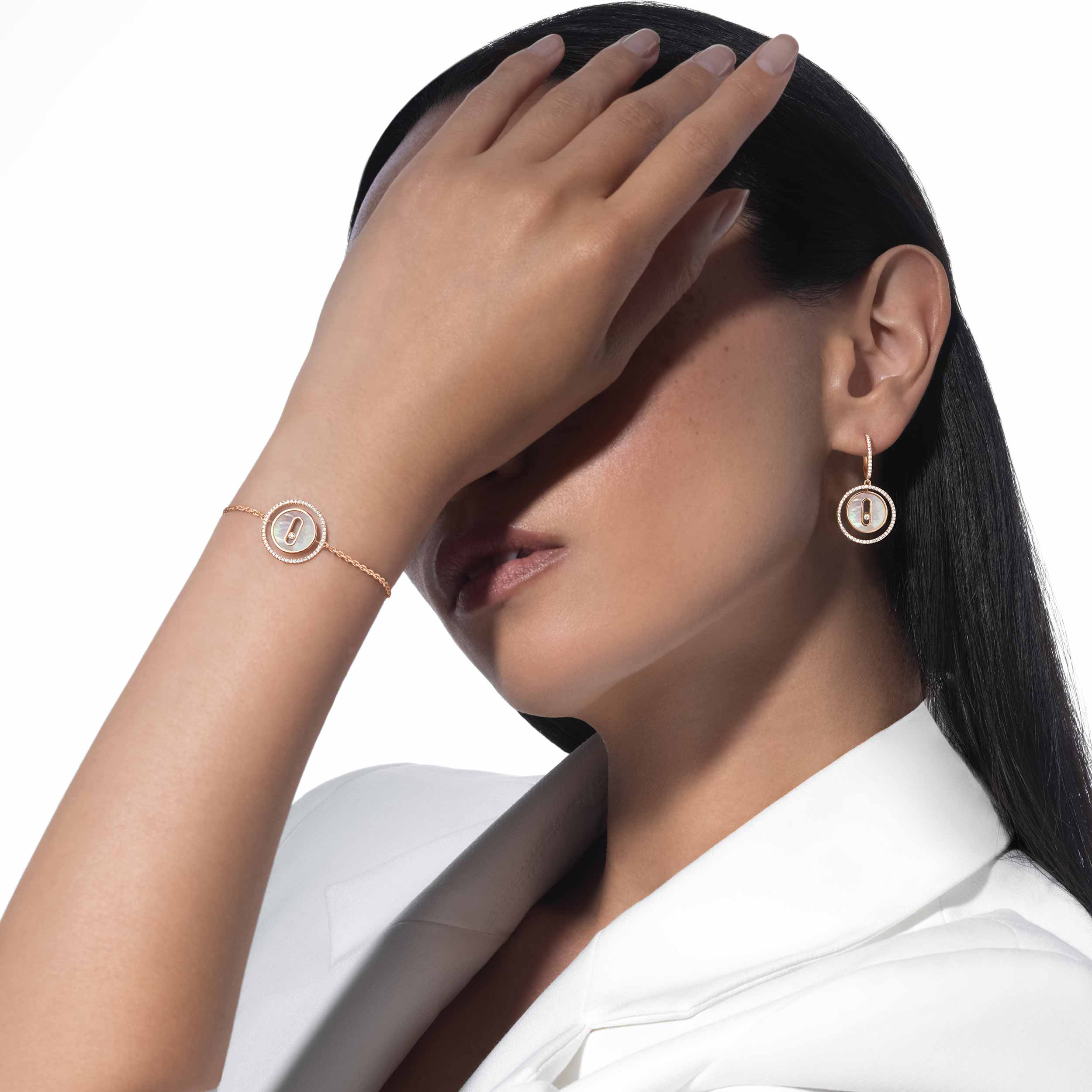 [Imperial] MOVE WHITE MOTHER OF PEARL PINK GOLD DIAMOND BRACELET