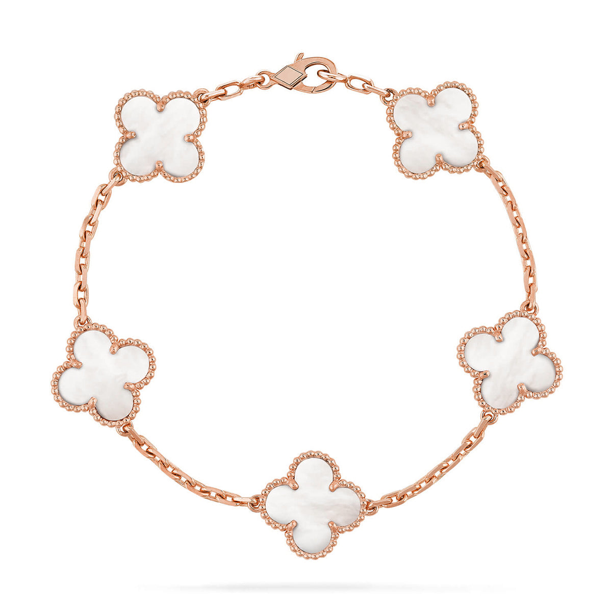[Imperial]Nueva COLECCIÓN DE BRAZALETE TREBOL 5 MOTIVOS MADRE PERLA BLANCA