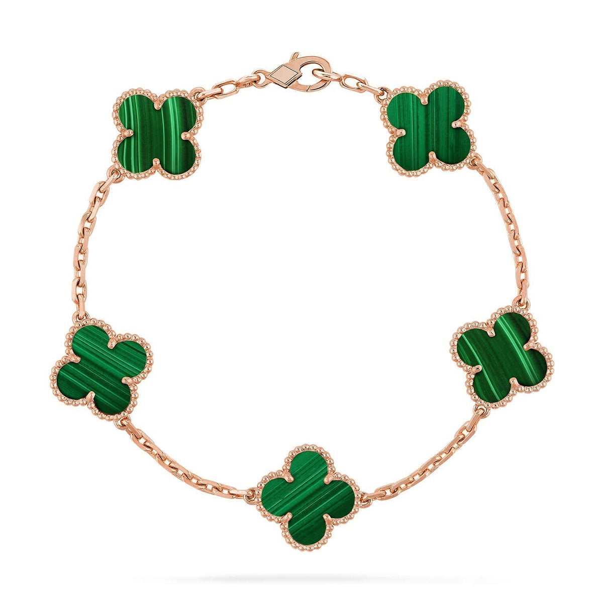[Imperial]Nueva COLECCIÓN DE BRAZALETE TREBOL 5 MOTIVOS MALACHITA