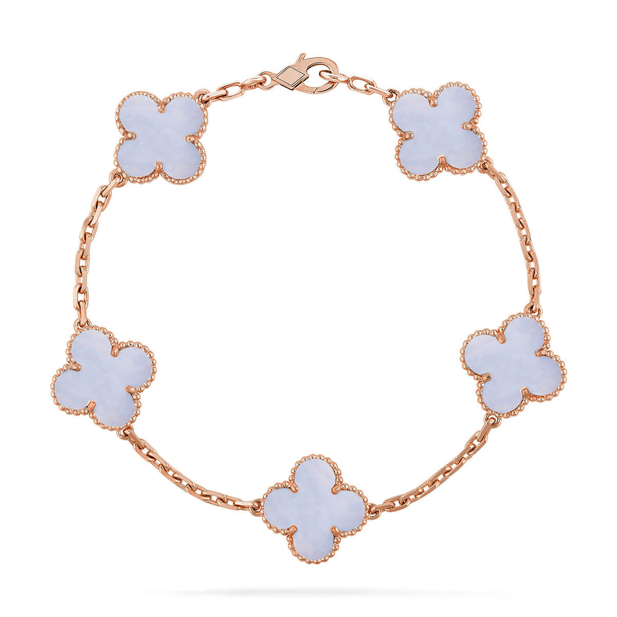 [Imperial]Nueva COLECCIÓN DE BRAZALETE TREBOL 5 MOTIVOS CALCEDONIA MORADA