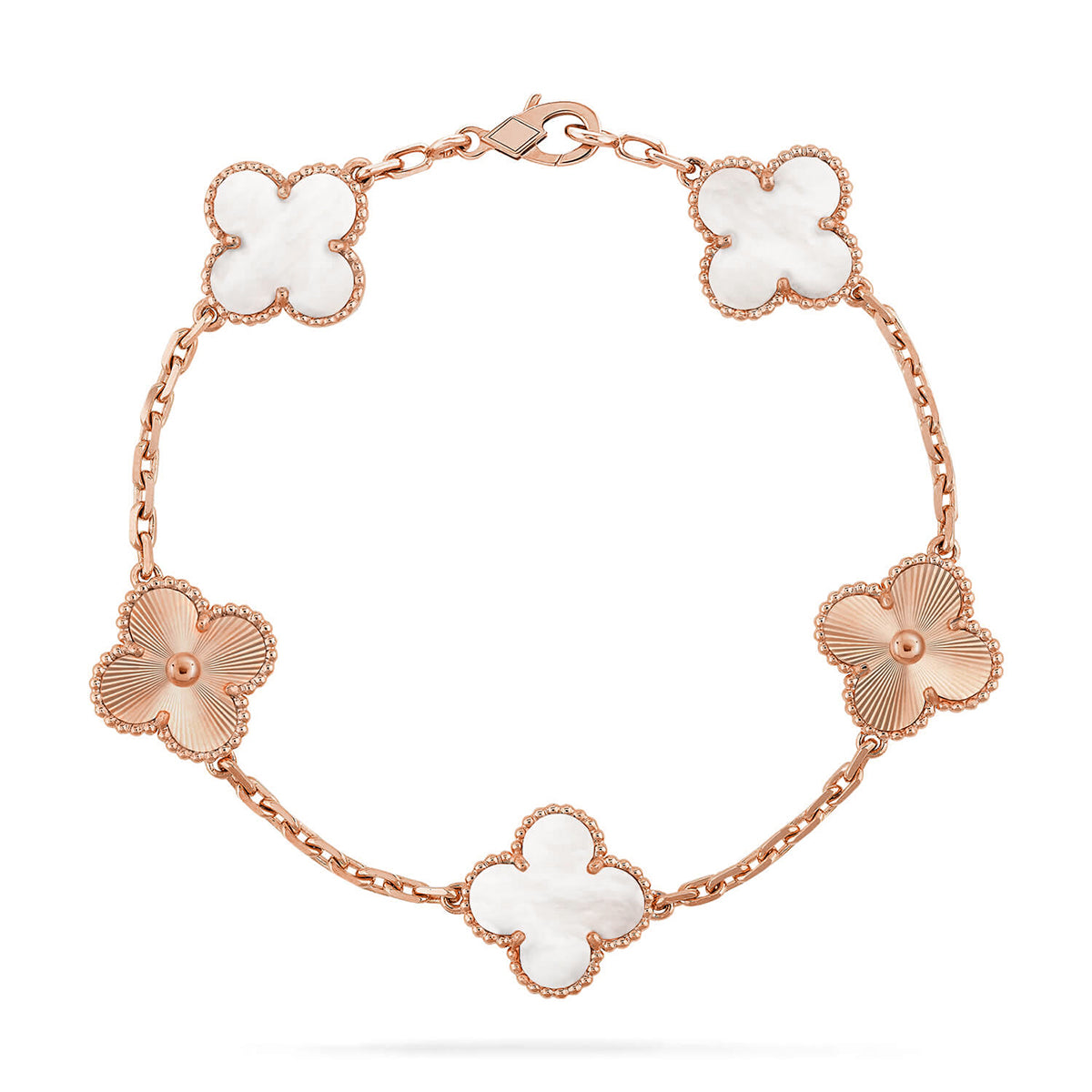 [Imperial]Nueva COLECCIÓN DE BRAZALETE TREBOL 5 MOTIVOS MADRE PERLA BLANCA