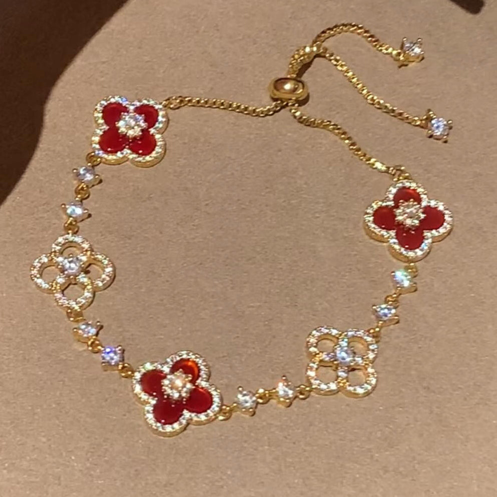 ¡®Imperial¡¯CLOVER 5 MOTIF PINK BLUE RED WHITE BRACELET