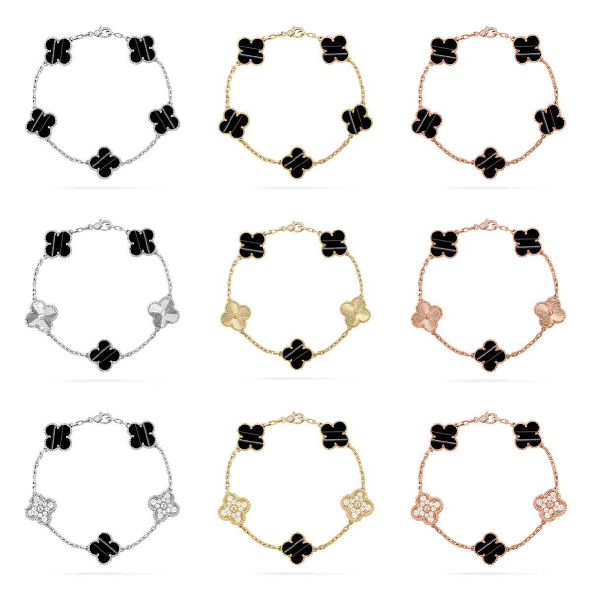 [Imperial]Nueva COLECCIÓN DE BRAZALETE TREBOL 5 MOTIVOS PIEDRA PULSAR