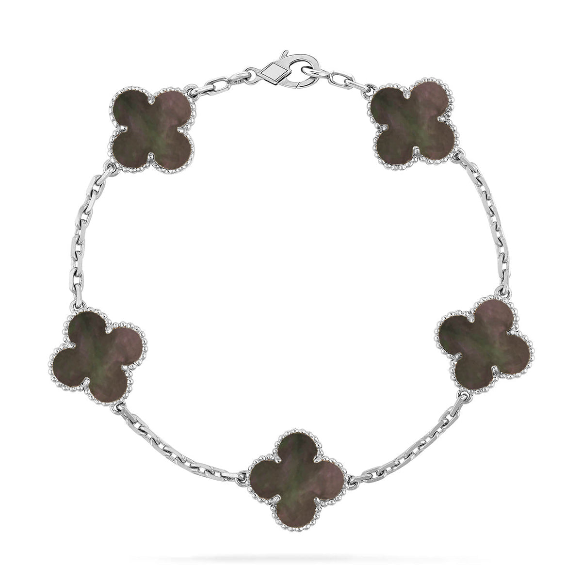 [Imperial]Nueva COLECCIÓN DE BRAZALETE TREBOL 5 MOTIVOS MADRE PERLA GRIS