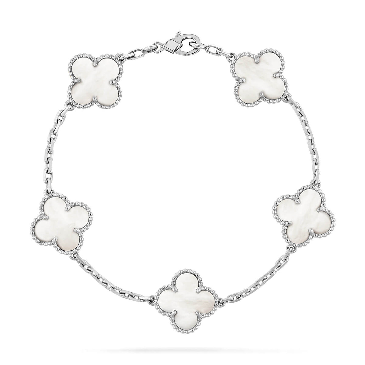 [Imperial]Nueva COLECCIÓN DE BRAZALETE TREBOL 5 MOTIVOS MADRE PERLA BLANCA
