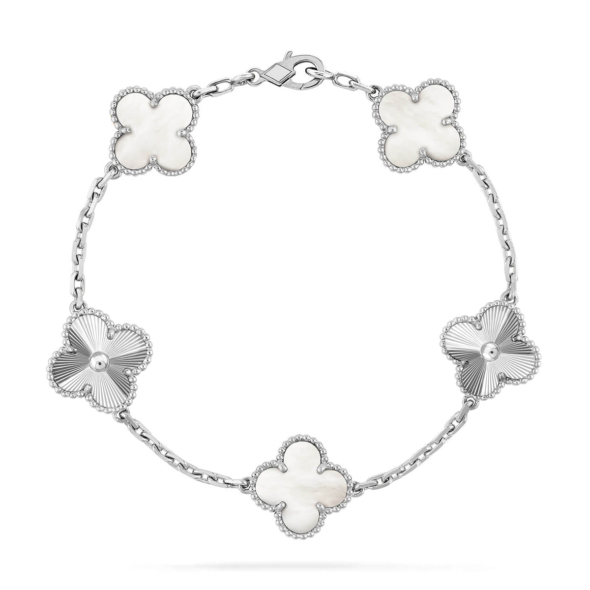 [Imperial]Nueva COLECCIÓN DE BRAZALETE TREBOL 5 MOTIVOS MADRE PERLA BLANCA