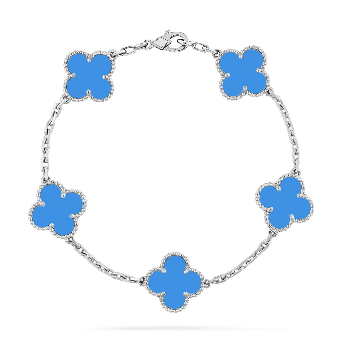 [Imperial]Nueva COLECCIÓN DE BRAZALETE TREBOL 5 MOTIVOS AGATA AZUL