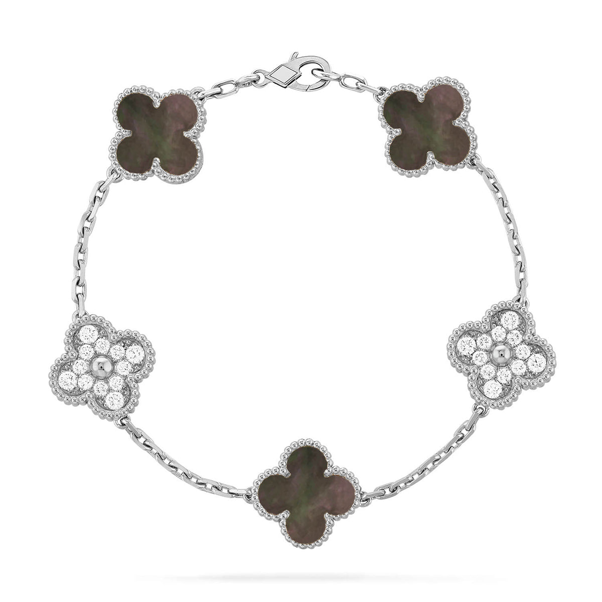 [Imperial]Nueva COLECCIÓN DE BRAZALETE TREBOL 5 MOTIVOS MADRE PERLA GRIS