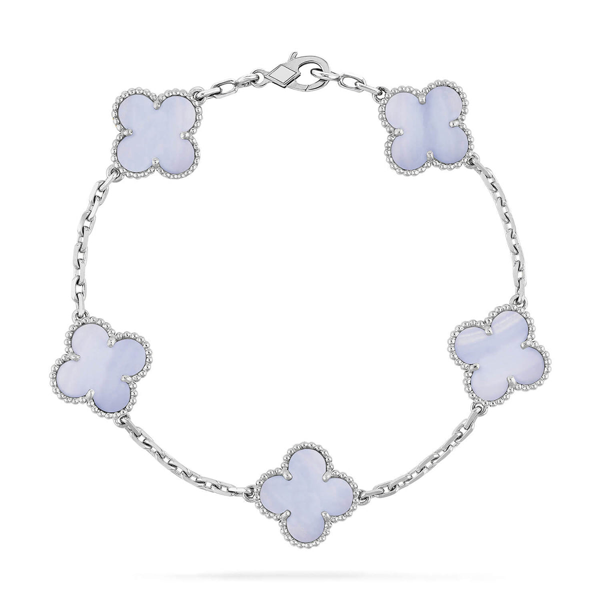[Imperial]Nueva COLECCIÓN DE BRAZALETE TREBOL 5 MOTIVOS CALCEDONIA MORADA