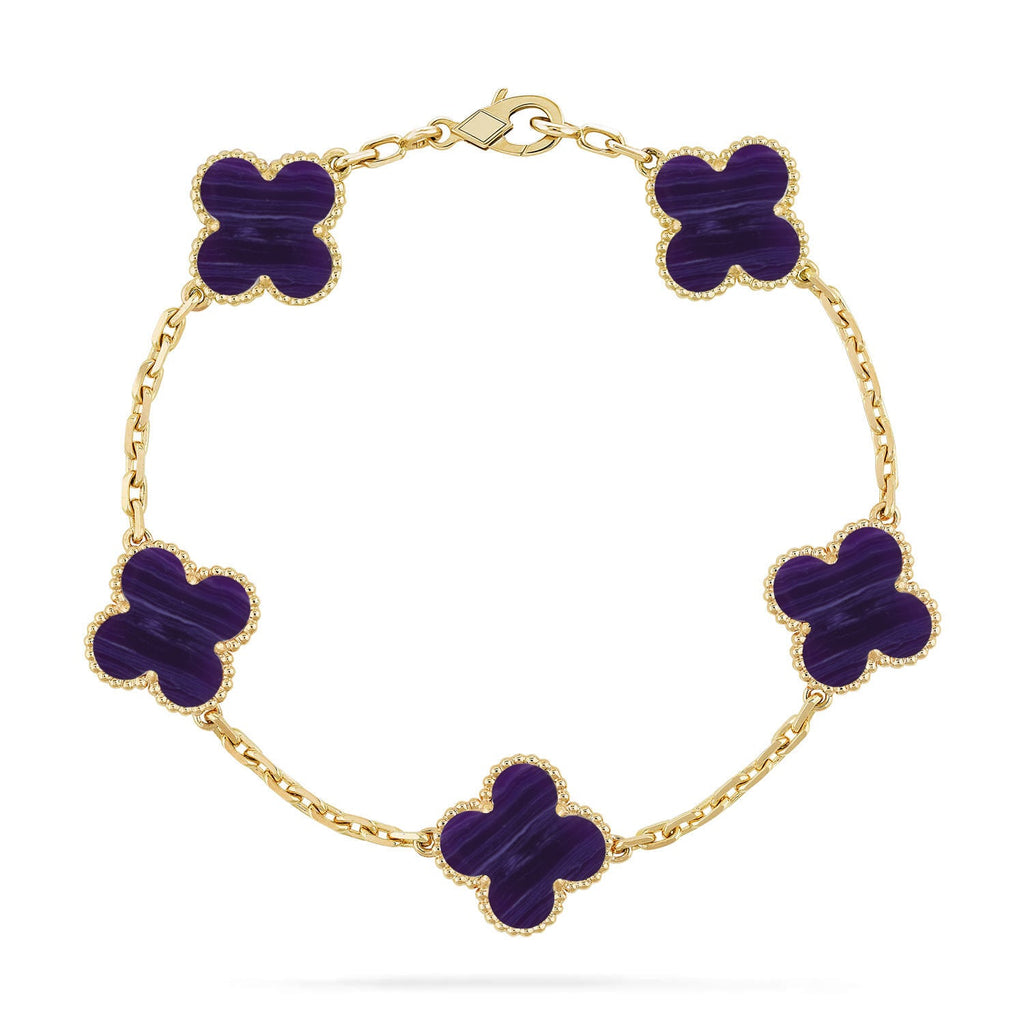 [Imperial]Nueva COLECCIÓN DE BRAZALETE TREBOL 5 MOTIVOS RAYAS MORADAS