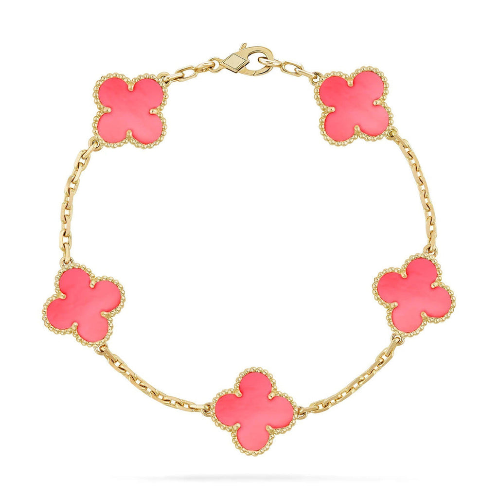 [Imperial]Nueva COLECCIÓN DE BRAZALETE TREBOL 5 MOTIVOS MADRE PERLA ROSA