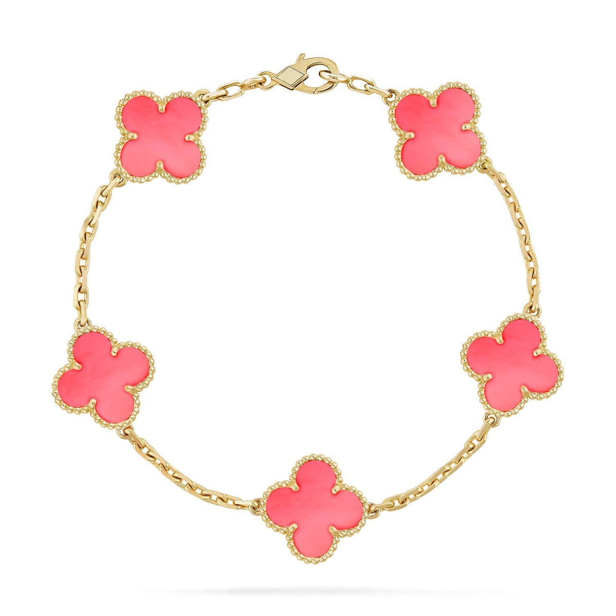 [Imperial]Nueva COLECCIÓN DE BRAZALETE TREBOL 5 MOTIVOS MADRE PERLA ROSA