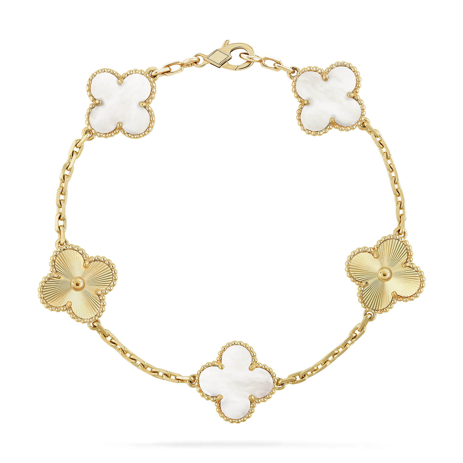 [Imperial]Nueva COLECCIÓN DE BRAZALETE TREBOL 5 MOTIVOS MADRE PERLA BLANCA