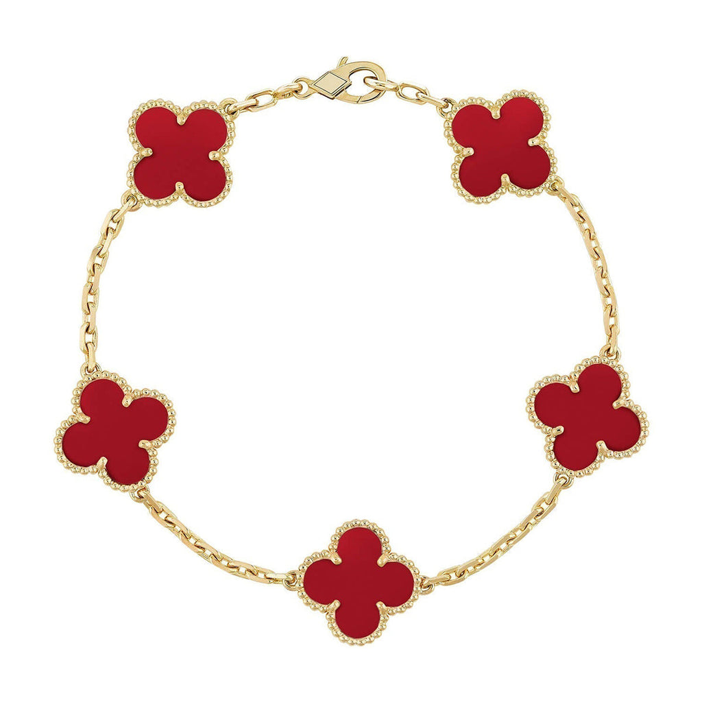[Imperial]Nueva COLECCIÓN DE BRAZALETE TREBOL 5 MOTIVOS CORNALINA ROJA