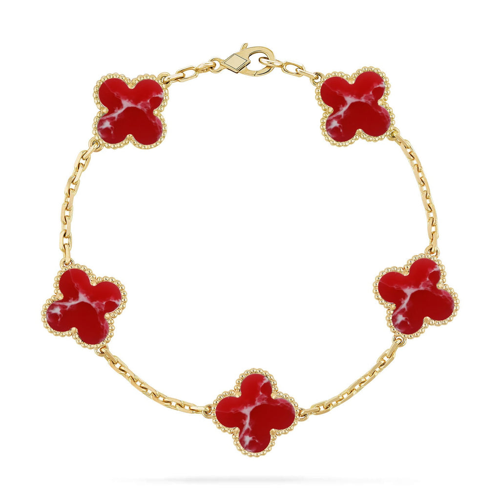 [Imperial]Nueva COLECCIÓN DE BRAZALETE TREBOL 5 MOTIVOS PATRÓN ROJO