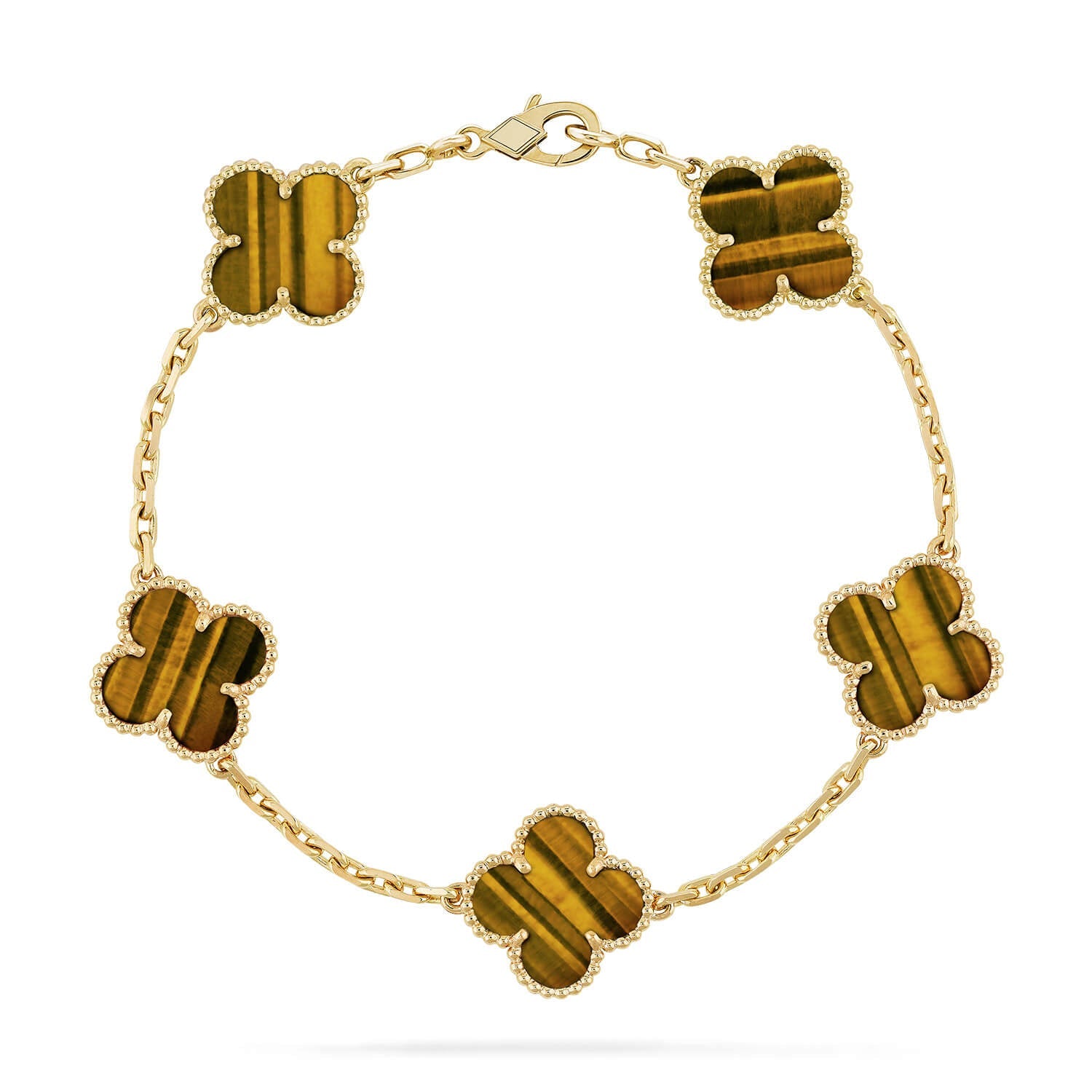 [Imperial]New  CLOVER 5 MOTIFS TIGER EYE BRACELET COLLECTION