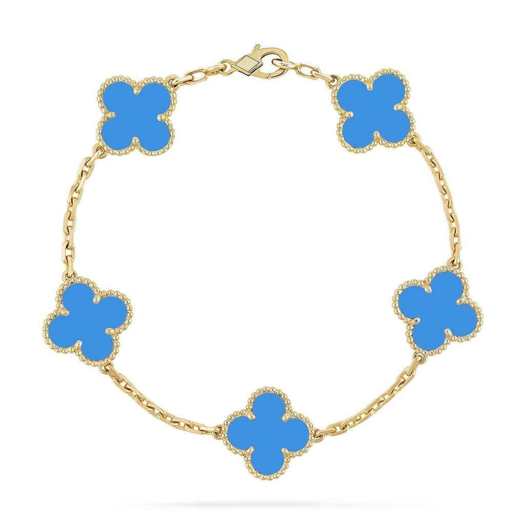 [Imperial]Nueva COLECCIÓN DE BRAZALETE TREBOL 5 MOTIVOS AGATA AZUL
