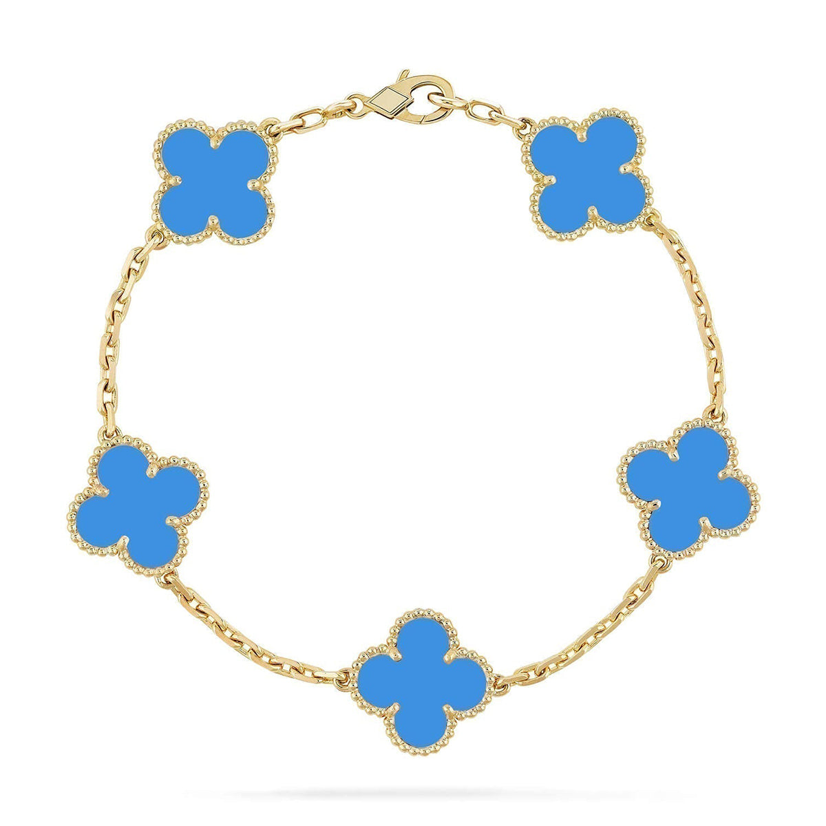 [Imperial]Nueva COLECCIÓN DE BRAZALETE TREBOL 5 MOTIVOS AGATA AZUL