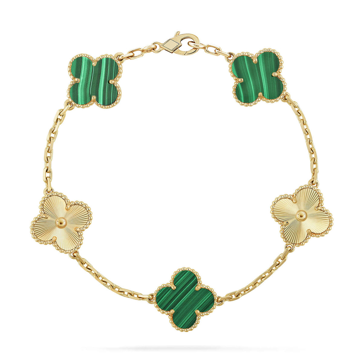 [Imperial]Nueva COLECCIÓN DE BRAZALETE TREBOL 5 MOTIVOS MALACHITA