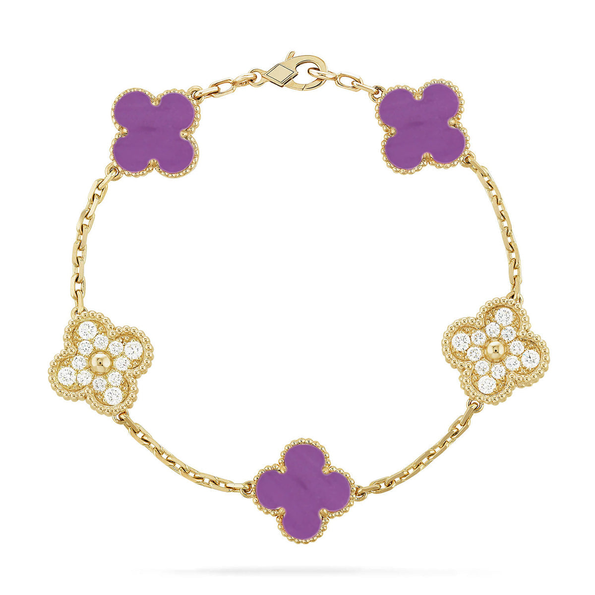 [Imperial]Nueva COLECCIÓN DE BRAZALETE TREBOL 5 MOTIVOS VIOLETA