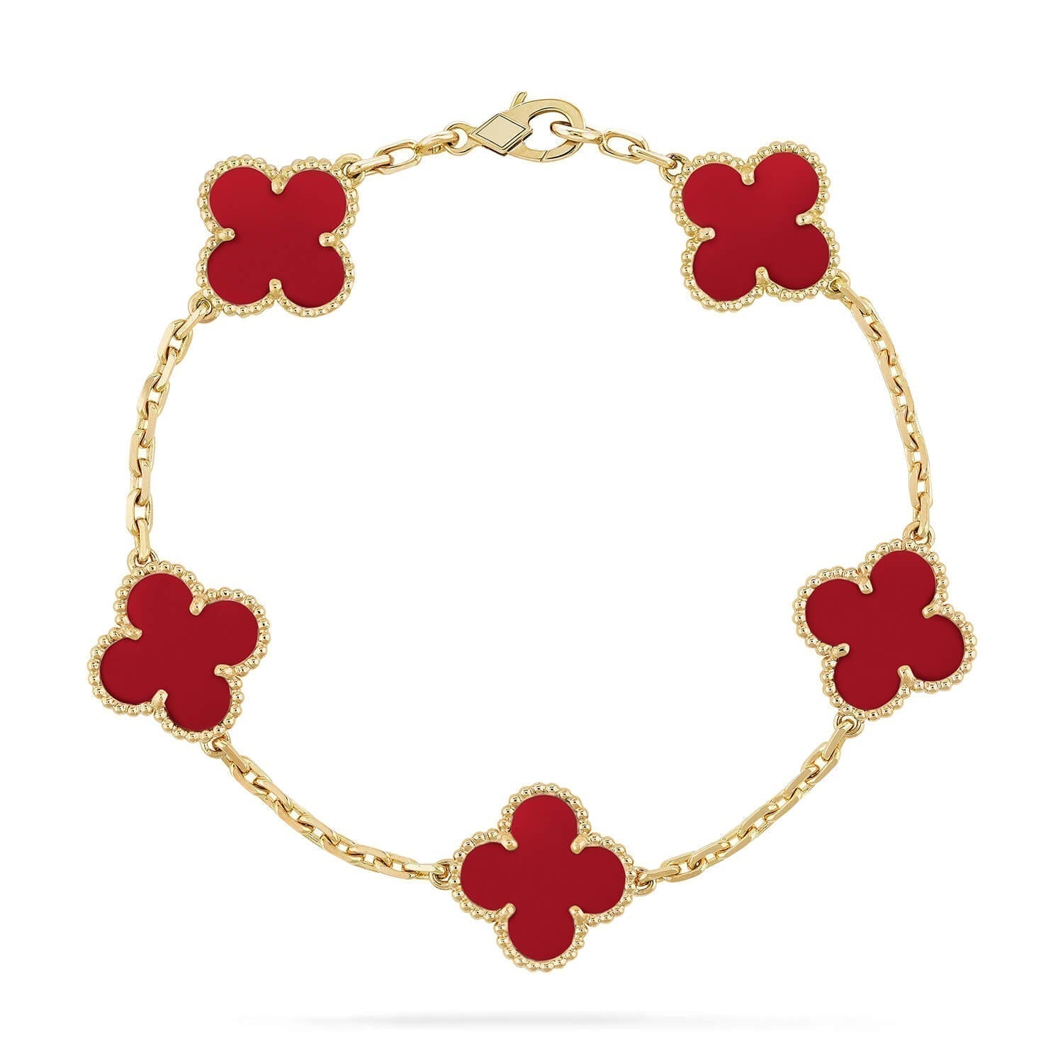 ¡®Imperial¡¯CLOVER 5 MOTIFS RED AGATE  BRACELET